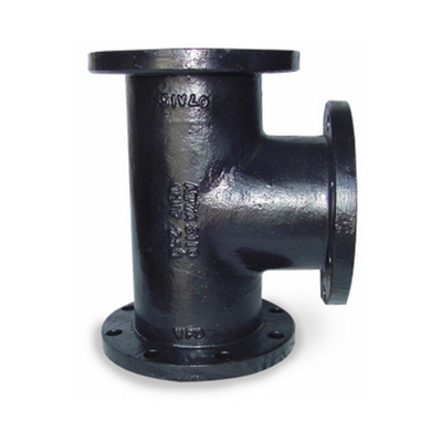 Black Painting Cast Iron Pipe Fittings Ductile Iron Flanged Tee For Pump Part