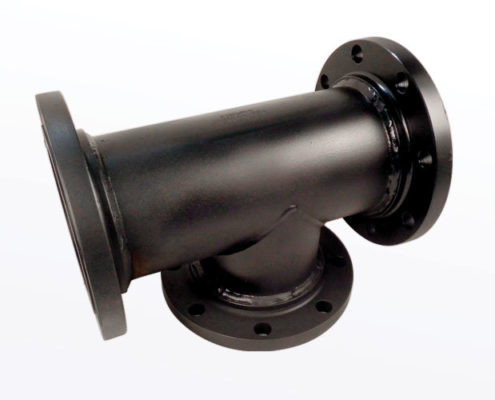 Black Painting Cast Iron Pipe Fittings Ductile Iron Flanged Tee For Pump Part
