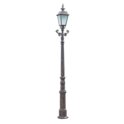 Garden / Street Cast Iron Light Pole Round Base Lantern On Top European Style