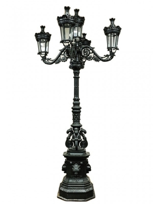 Sand Cast Iron Light Pole 5 Light Lamp Post Ornaments Outdoor Decorative