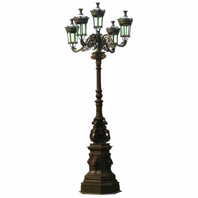 Sand Cast Iron Light Pole 5 Light Lamp Post Ornaments Outdoor Decorative