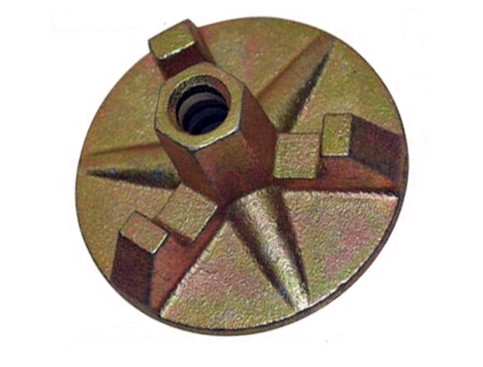 Size 15/17mm Tie Rod Cast Iron Anchor Nut / Yellow Formwork Wing Nut