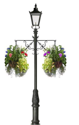 Energy Saving Cast Iron Flower Pots / Round Tapered Black Metal Flower Pots