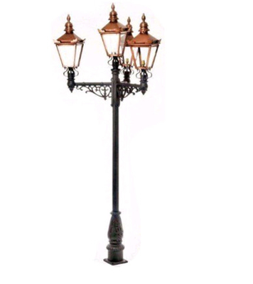 Black European Style Cast Iron Street Lamp Post Painting Finish