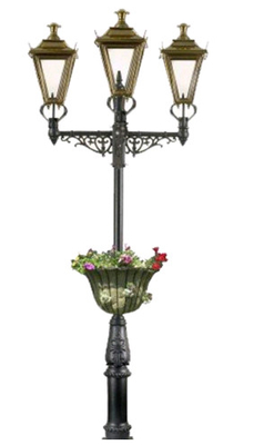 Black European Style Cast Iron Street Lamp Post Painting Finish