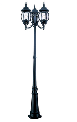 Three Lamps Round Type Cast Iron Light Pole 3-5mm Thickness European Style