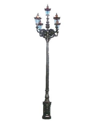 Three Lamps Round Type Cast Iron Light Pole 3-5mm Thickness European Style