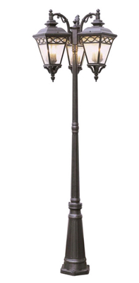 Outdoor Garden Cast Iron Light Pole Black / Yellow Color ANSI Standard