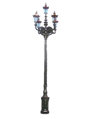 Four Arms Decoration Cast Iron Lamp Post / Cast Iron Light Post Height 3m-10m